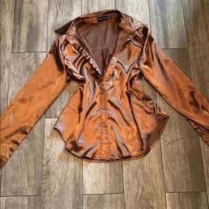 Brown Satin Top